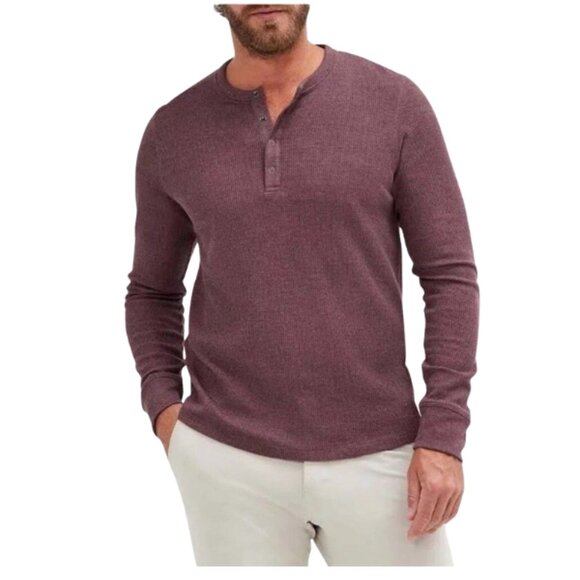 NWT Rhone Henley Shirt Men’s XXL Waffle Knit Long Sleeve Grape - Picture 1 of 3